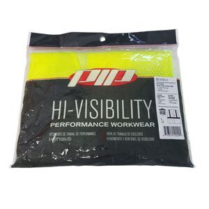 NEW  PIP Hi Visibility Performance Workwear Yellow Large Mesh Safety Vest